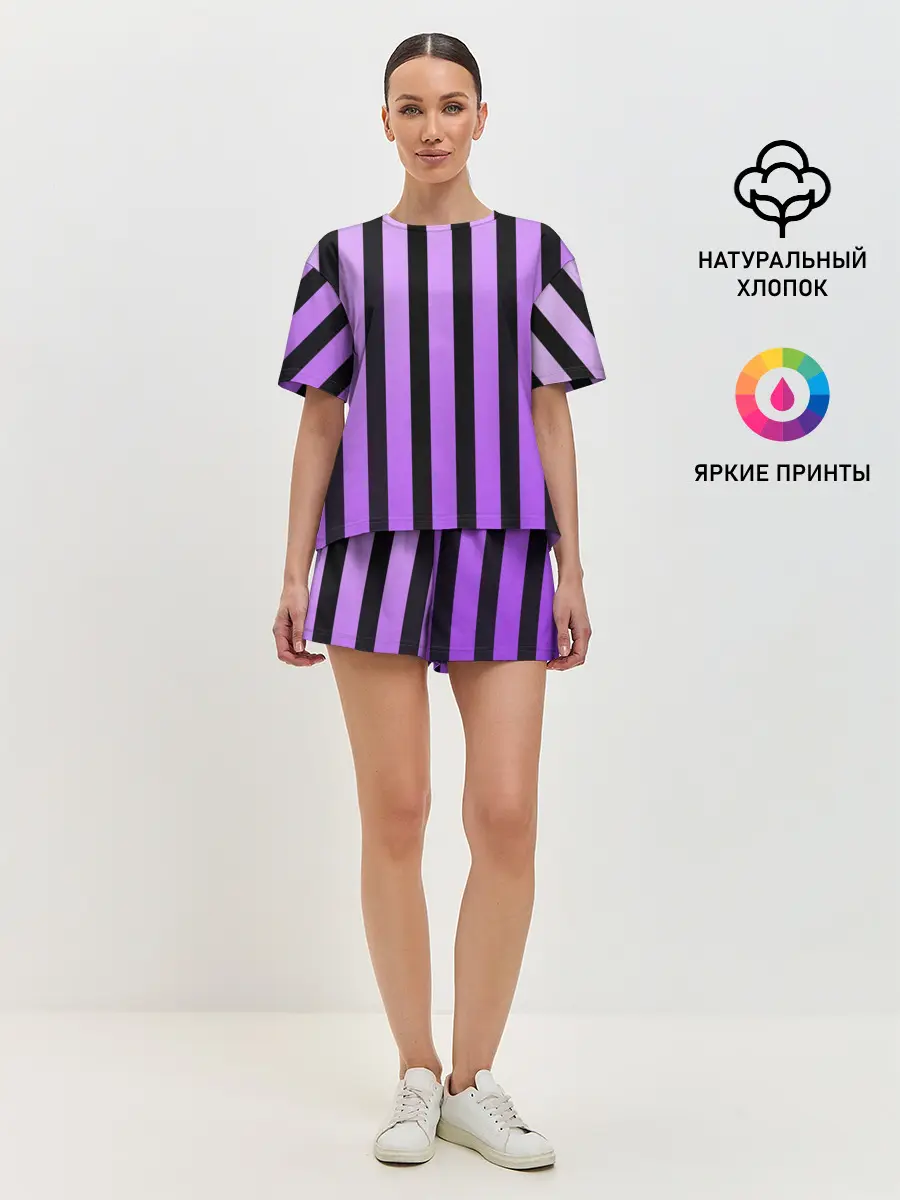 Женская пижама с шортами / Полосатость