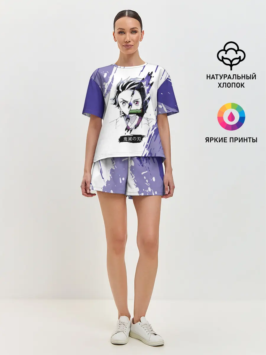 Женская пижама с шортами / Танджиро и Незуко Камадо