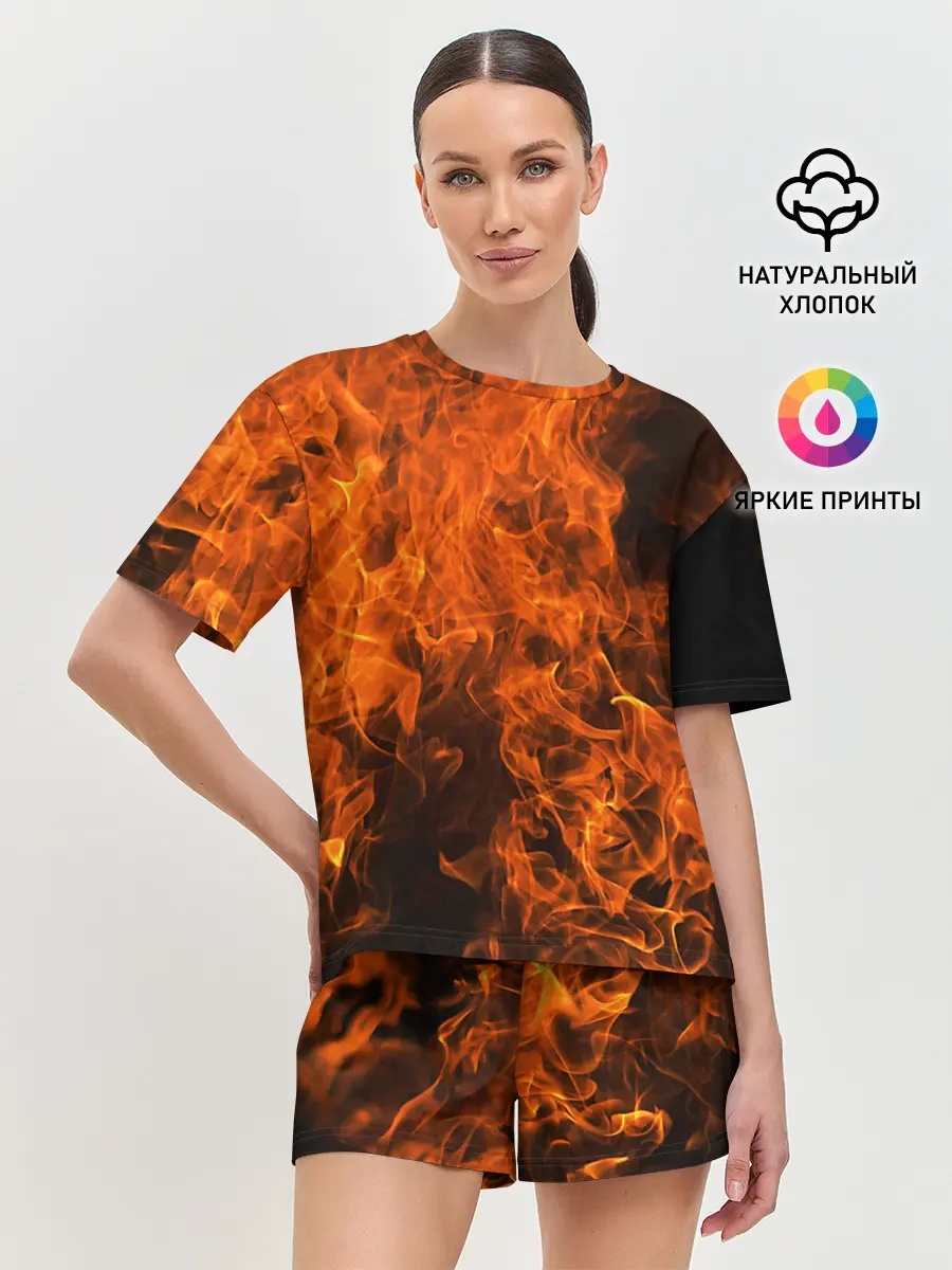 Женская пижама с шортами / Огонь
