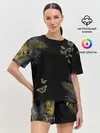 Женская пижама с шортами / ЗОЛОТЫЕ БАБОЧКИ И ПАПОРОТНИК