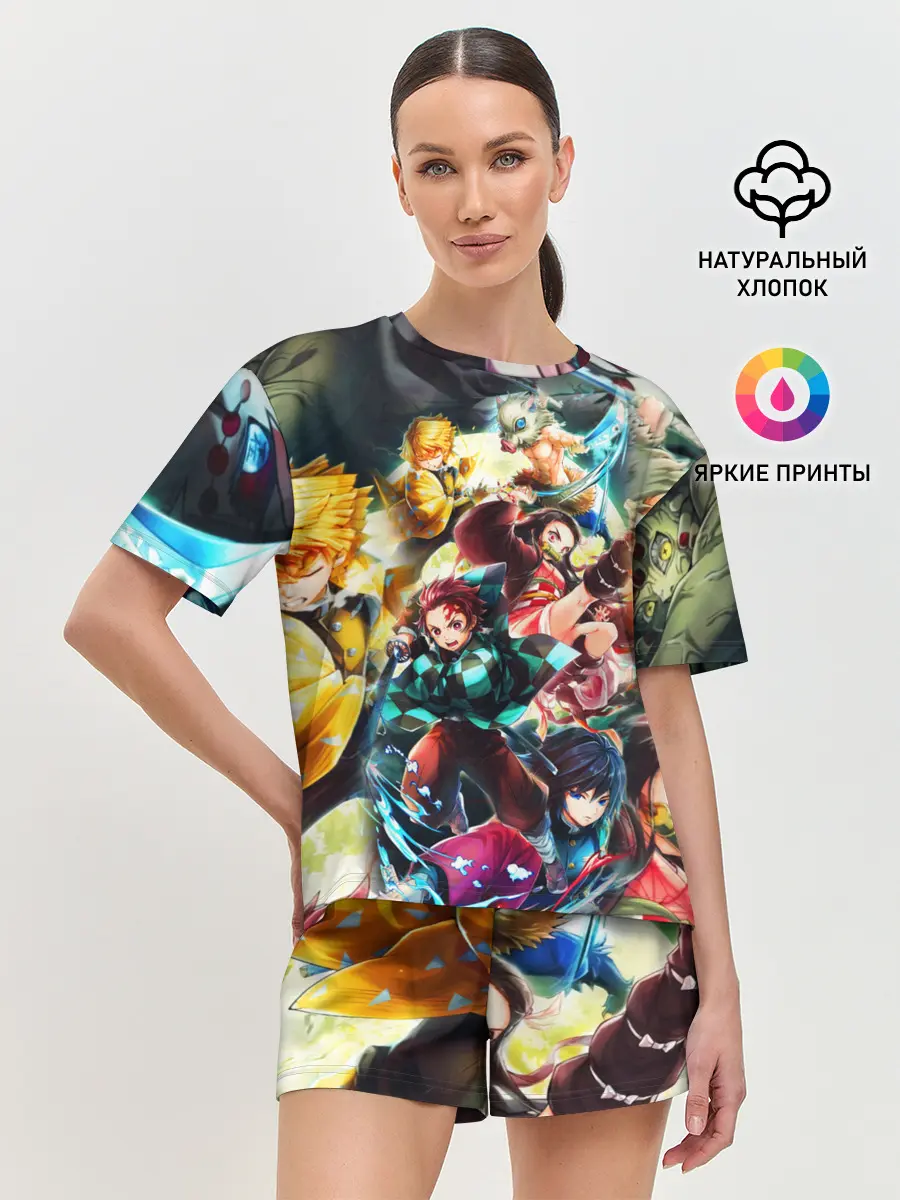 Женская пижама с шортами / КЛИНОК РАССЕКАЮЩИЙ ДЕМОНОВ ПЕРСОНАЖИ