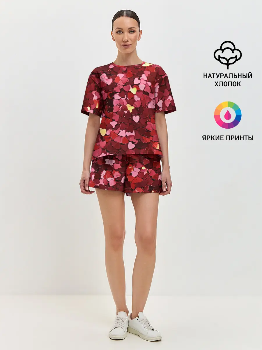 Женская пижама с шортами / Сердца | Hearts