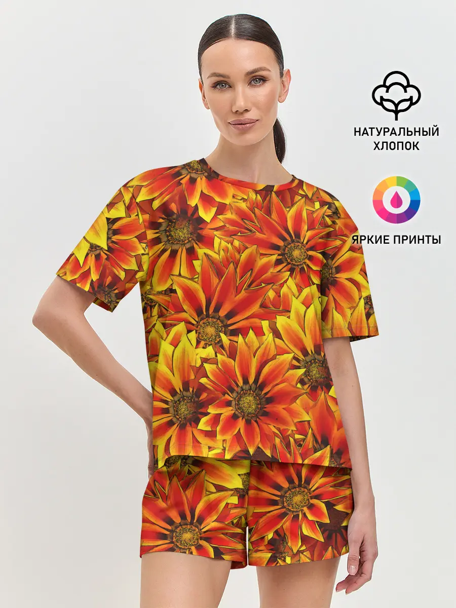 Женская пижама с шортами / Цветы