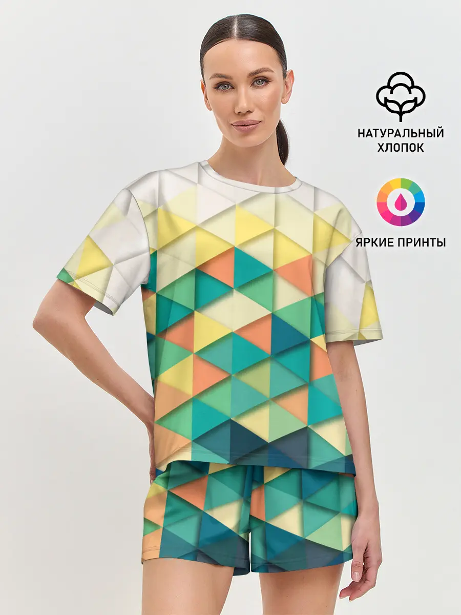 Женская пижама с шортами / Ромбики