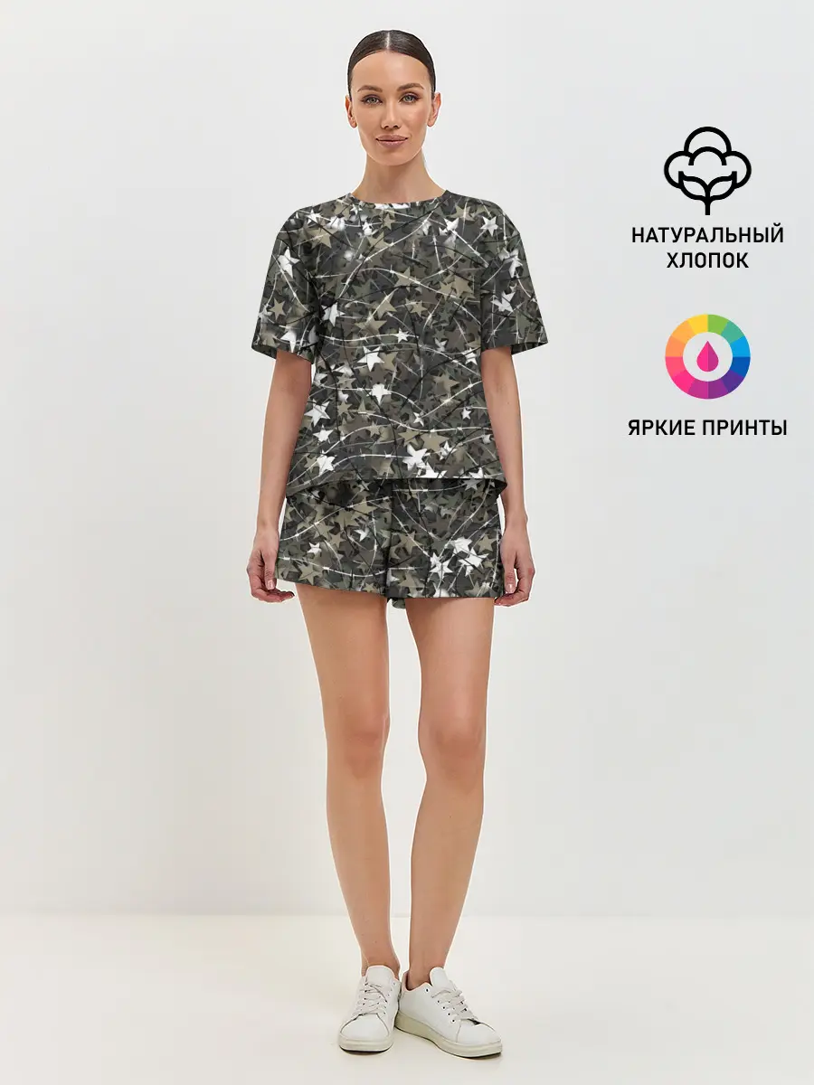 Женская пижама с шортами / Звёзды и колючки