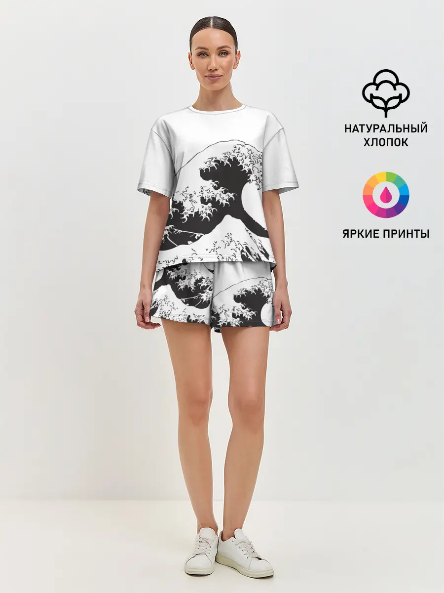 Женская пижама с шортами / Волна Канагава Япония | Sea Wave