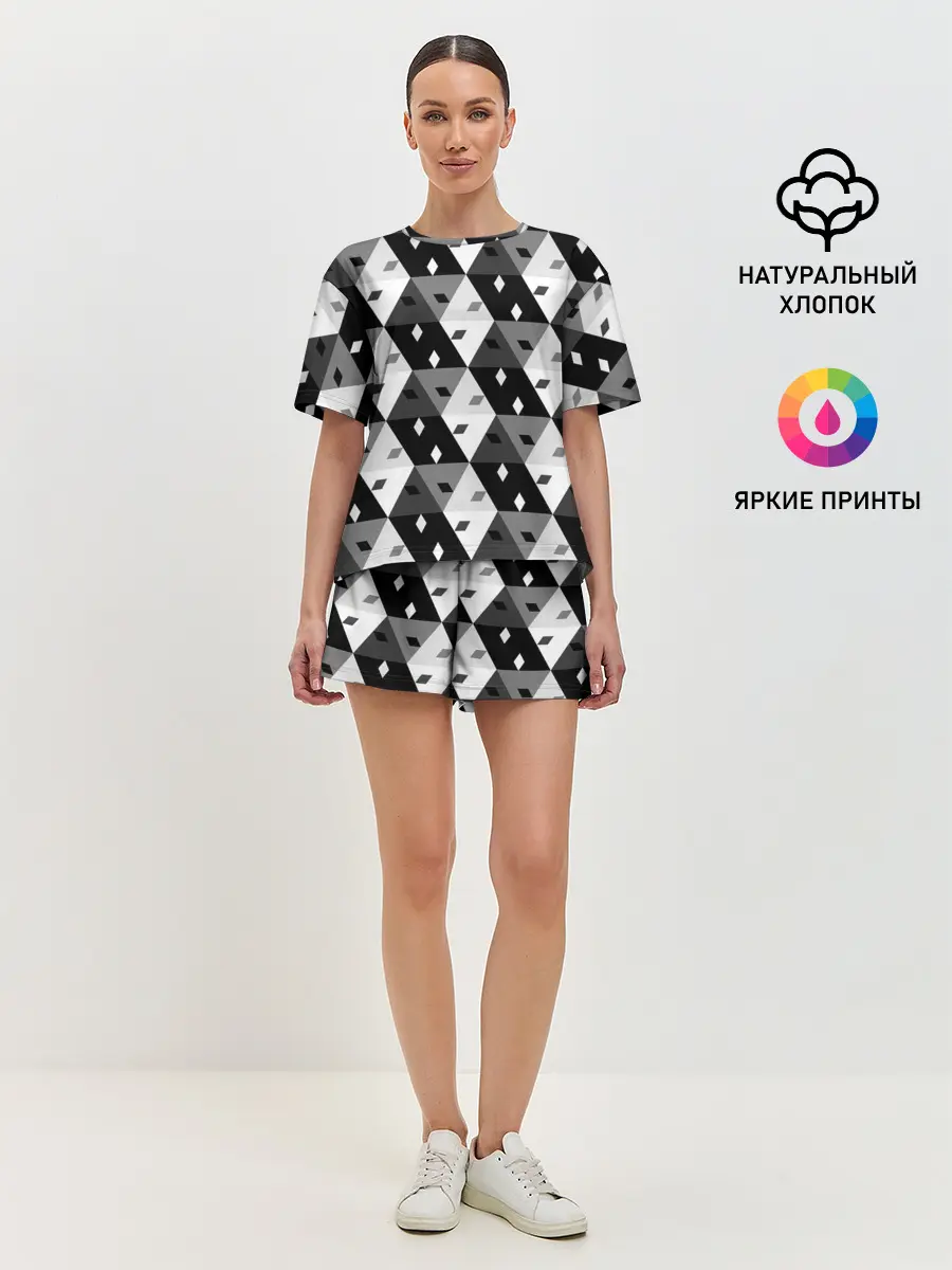 Женская пижама с шортами / Абстрактные кубики