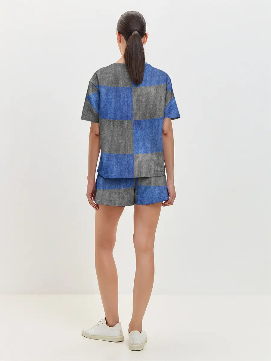 Женская пижама с шортами / Denim Patchwork