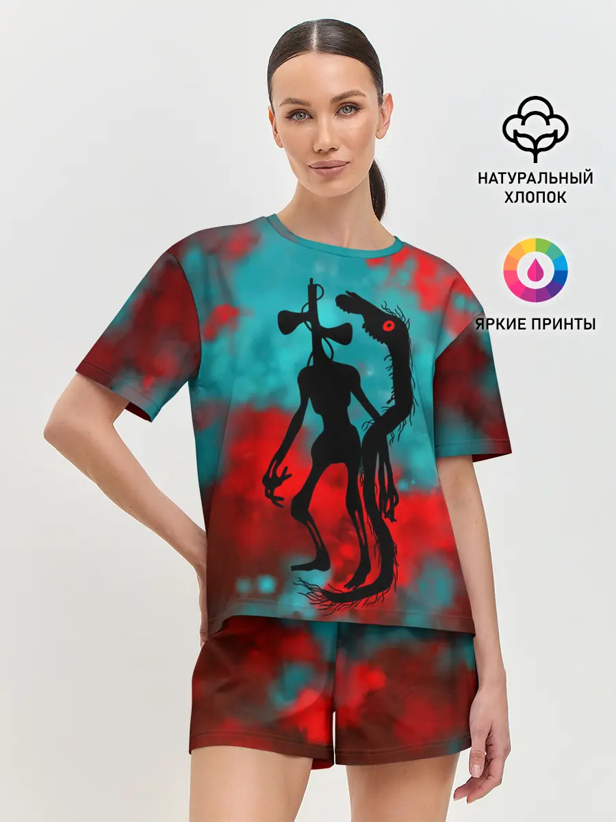 Женская пижама с шортами / Сиреноголовый и Лошадь монстры