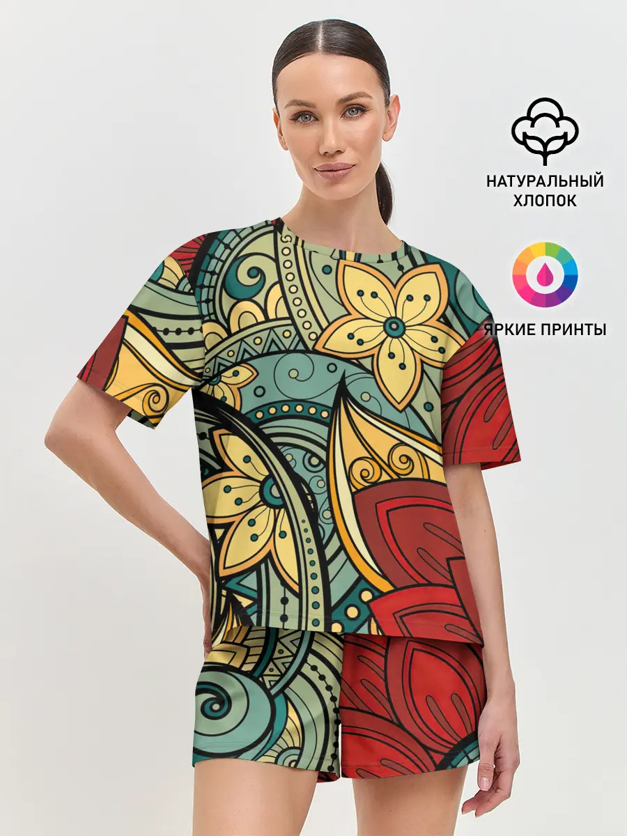 Женская пижама с шортами / Векторная клумба