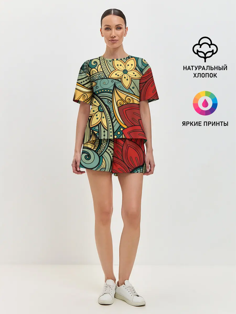 Женская пижама с шортами / Векторная клумба