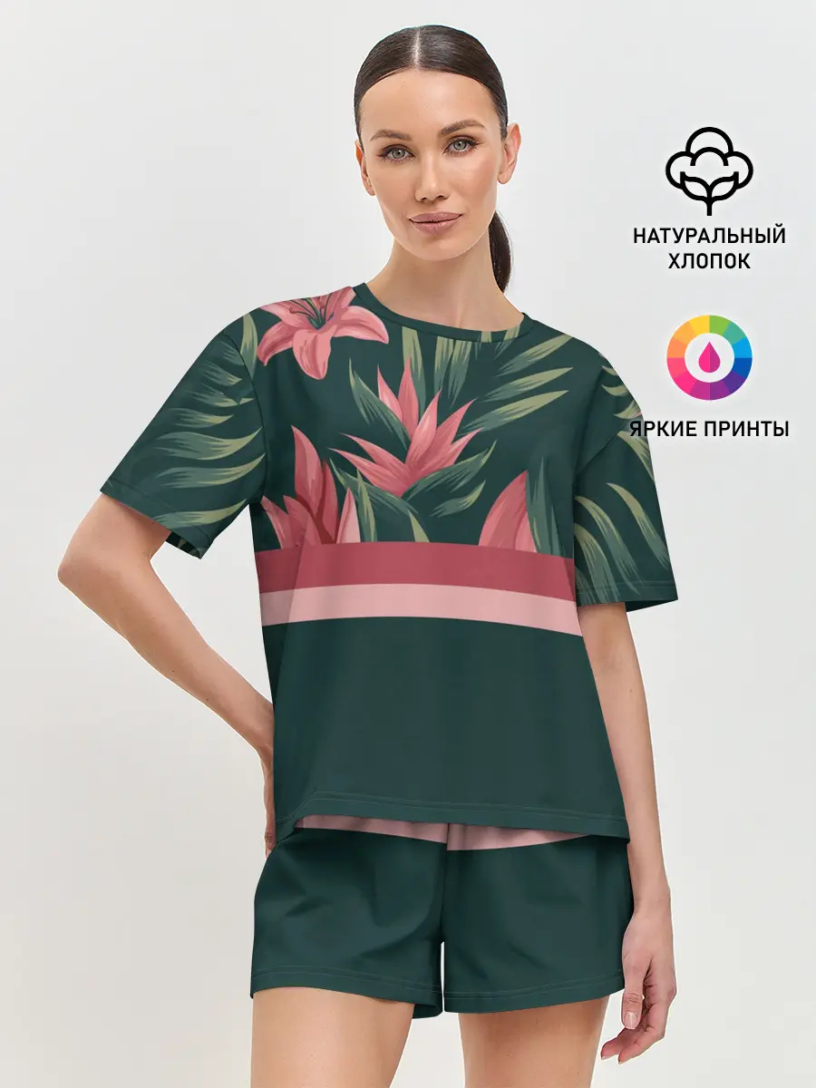 Женская пижама с шортами / Лилии