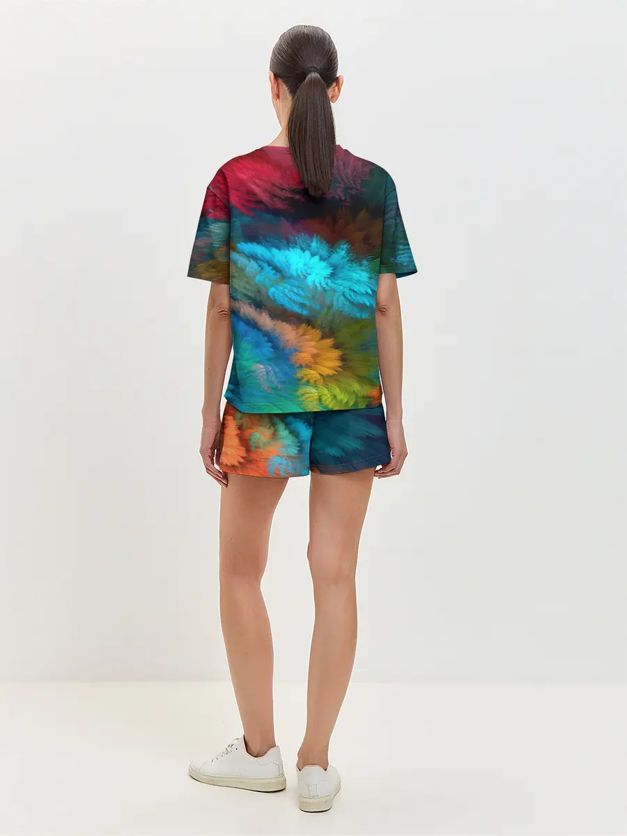 Женская пижама с шортами / Цветной дестрой