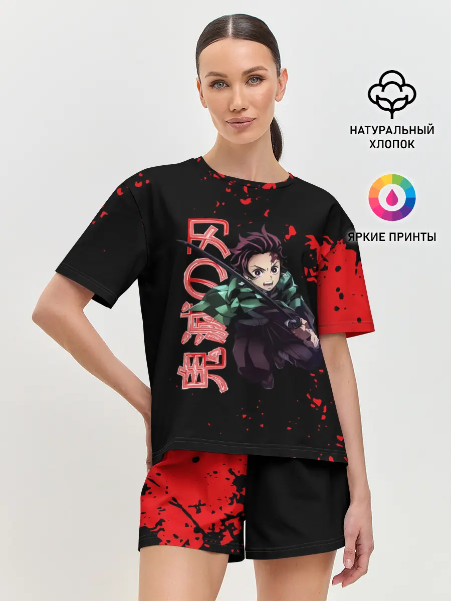 Женская пижама с шортами / Танджиро Kimetsu no Yaiba