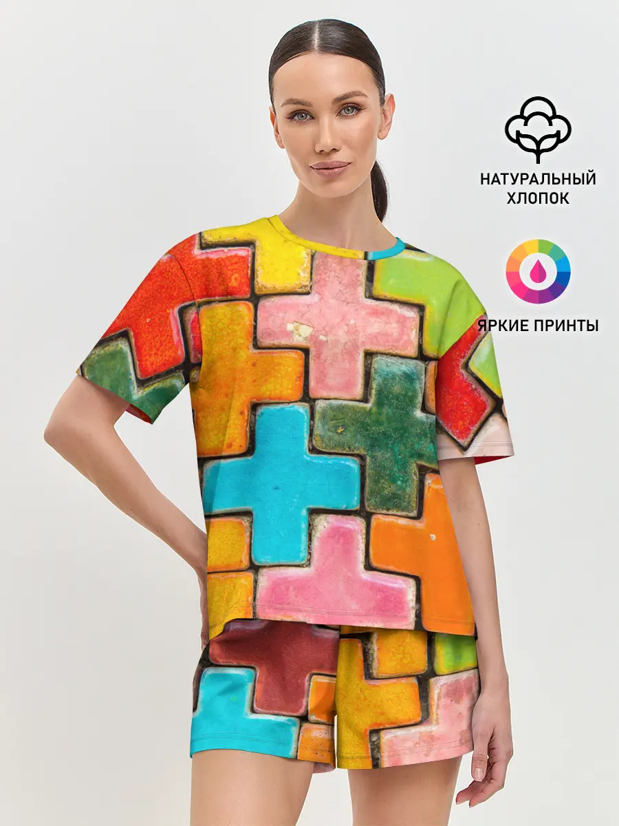 Женская пижама с шортами / Крестик