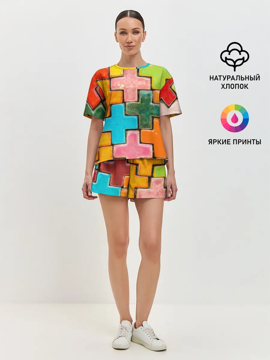 Женская пижама с шортами / Крестик