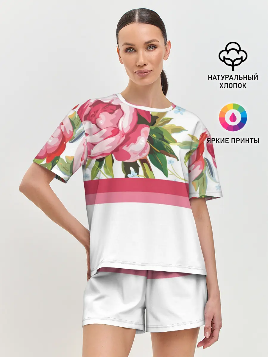 Женская пижама с шортами / Нежные Розы