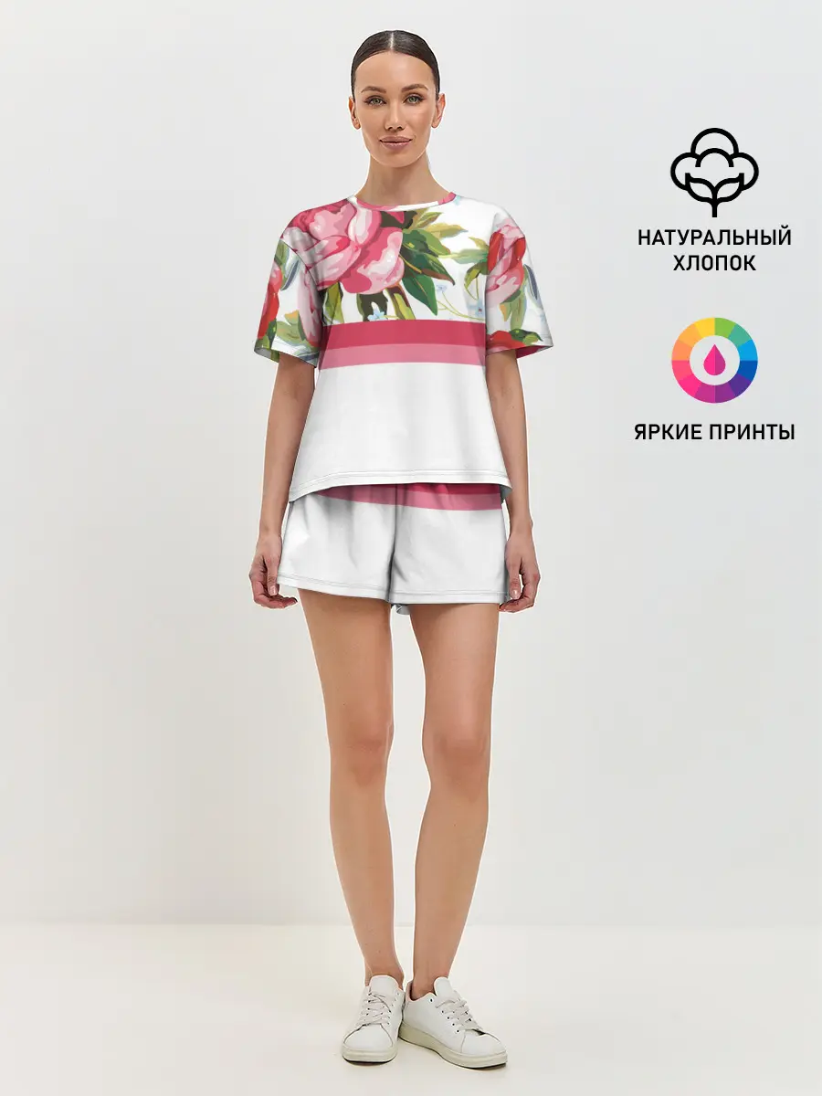 Женская пижама с шортами / Нежные Розы