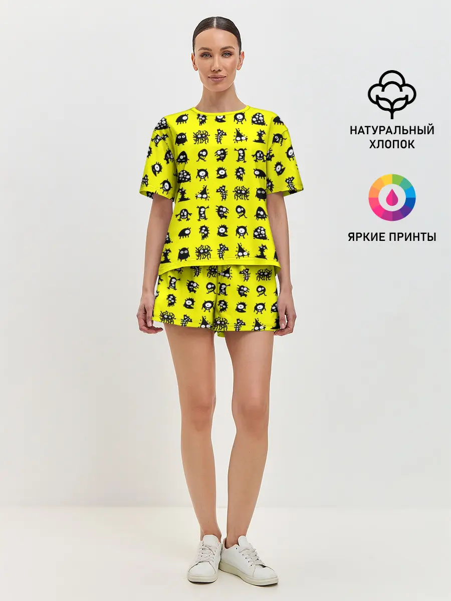 Женская пижама с шортами / монстры