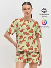 Женская пижама с шортами / Осенние лисички