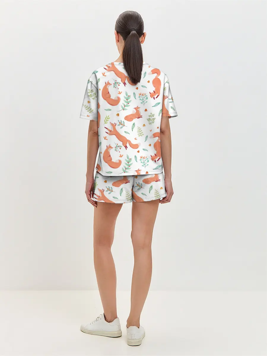 Женская пижама с шортами / Акварельные лисички
