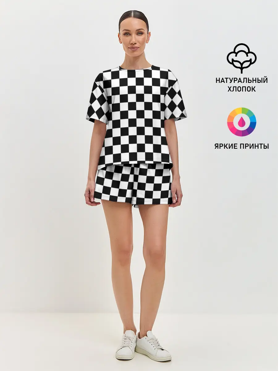 Женская пижама с шортами / Шахматка