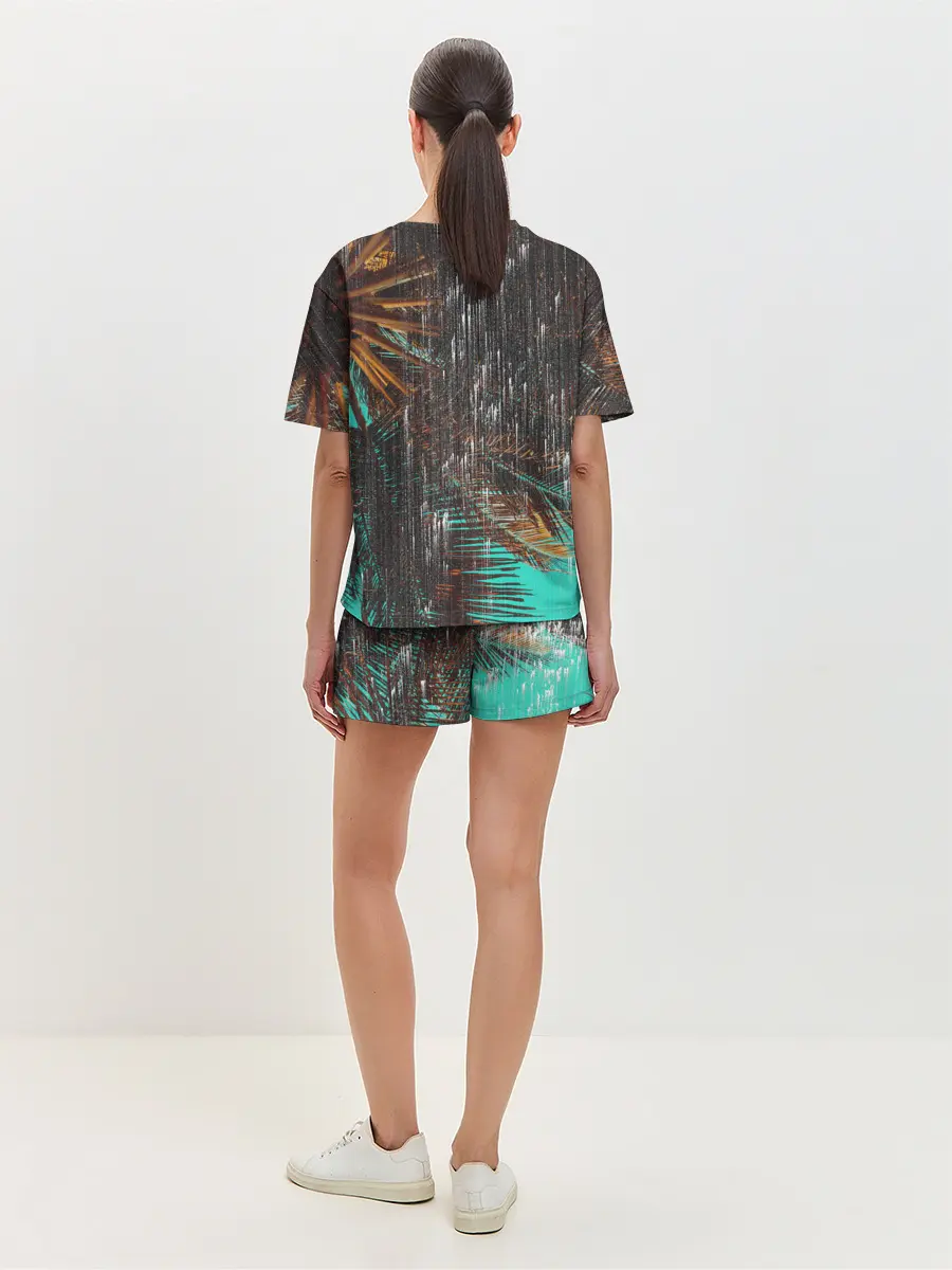 Женская пижама с шортами / Palm glitch art