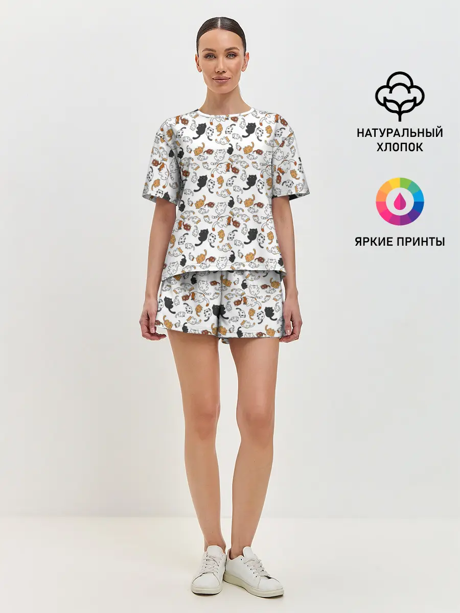Женская пижама с шортами / КОТИКИ