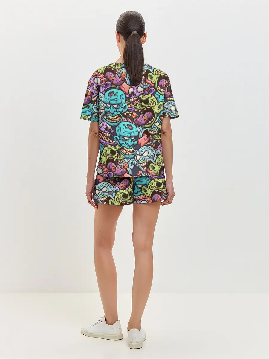 Женская пижама с шортами / Зомби Паттерн