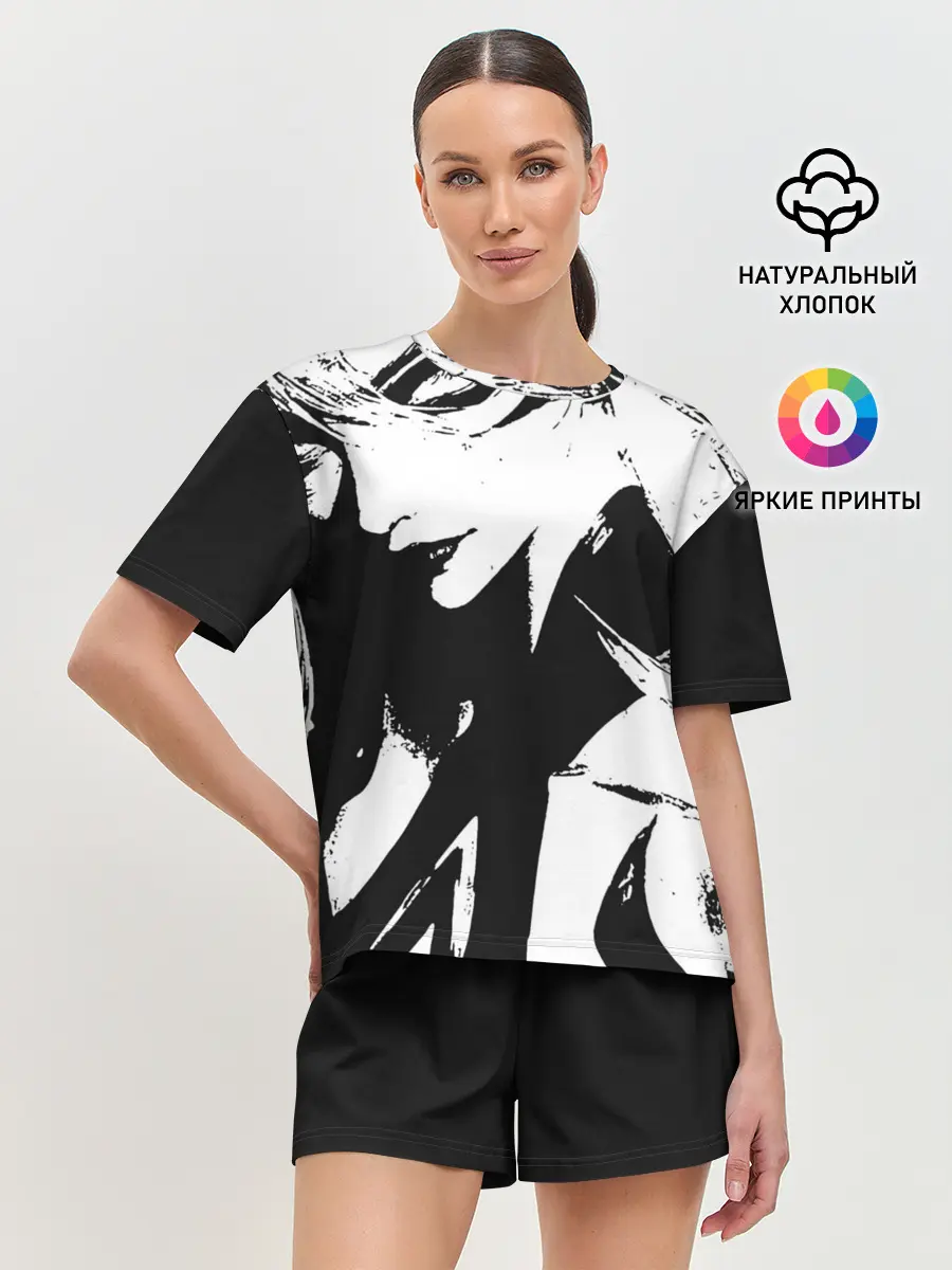 Женская пижама с шортами / Темная космическая Люкс