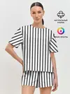 Женская пижама с шортами / Чёрные и белые полосы