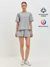 Женская пижама с шортами / Чёрные и белые полосы