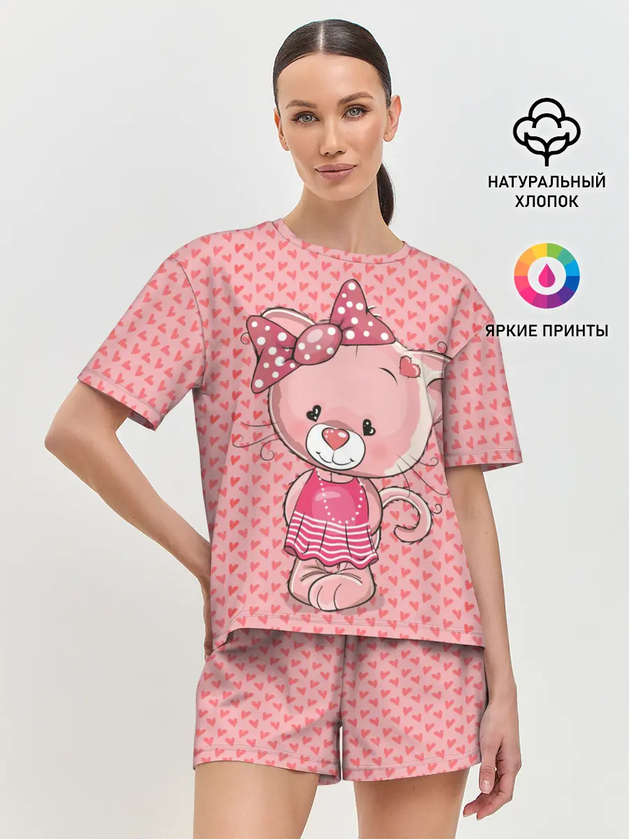 Женская пижама с шортами / Котенок