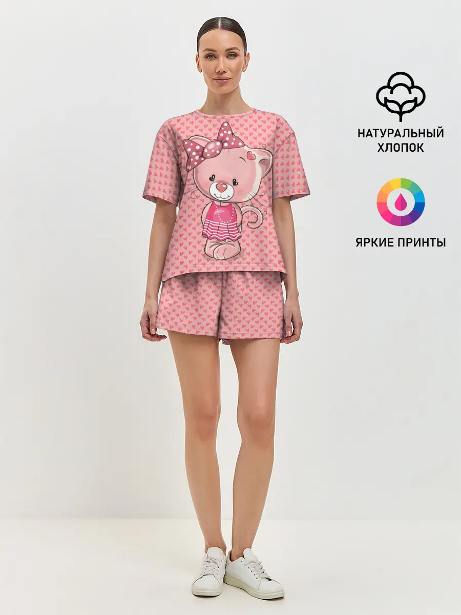 Женская пижама с шортами / Котенок