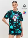 Женская пижама с шортами / Новогодний пингвин