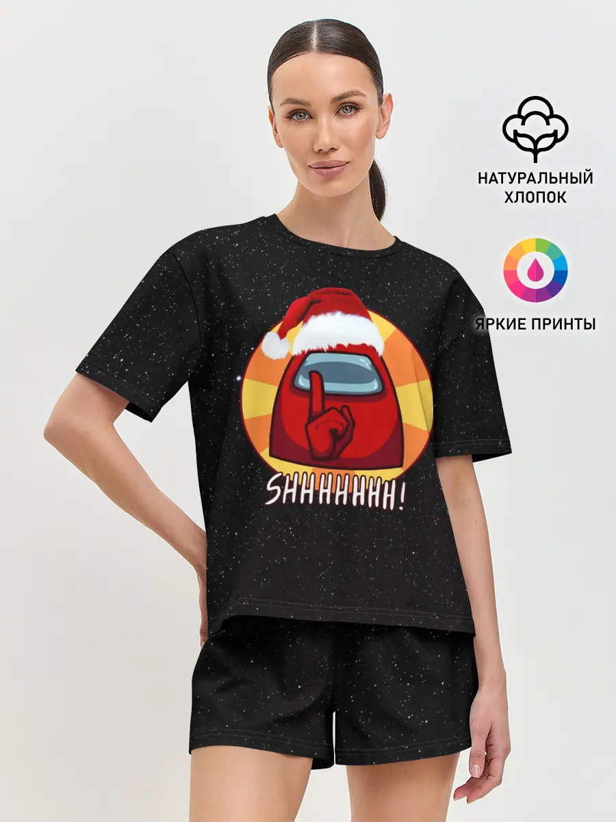 Женская пижама с шортами / Новогодний Among us