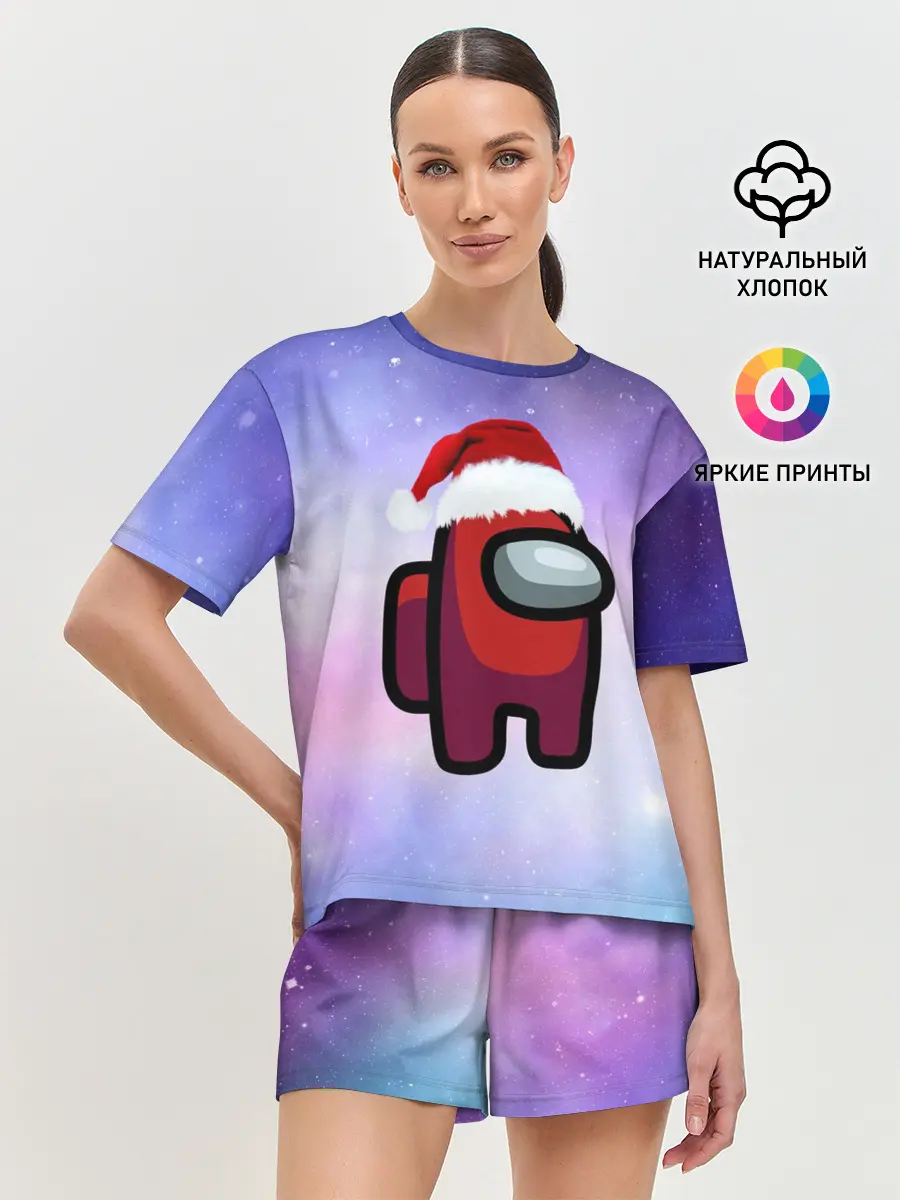 Женская пижама с шортами / Новогодний Among us
