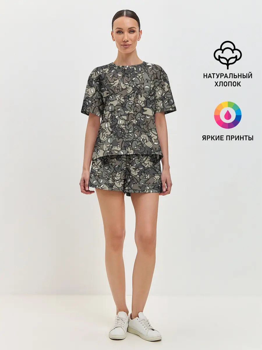 Женская пижама с шортами / Камуфляж Амонг Ас