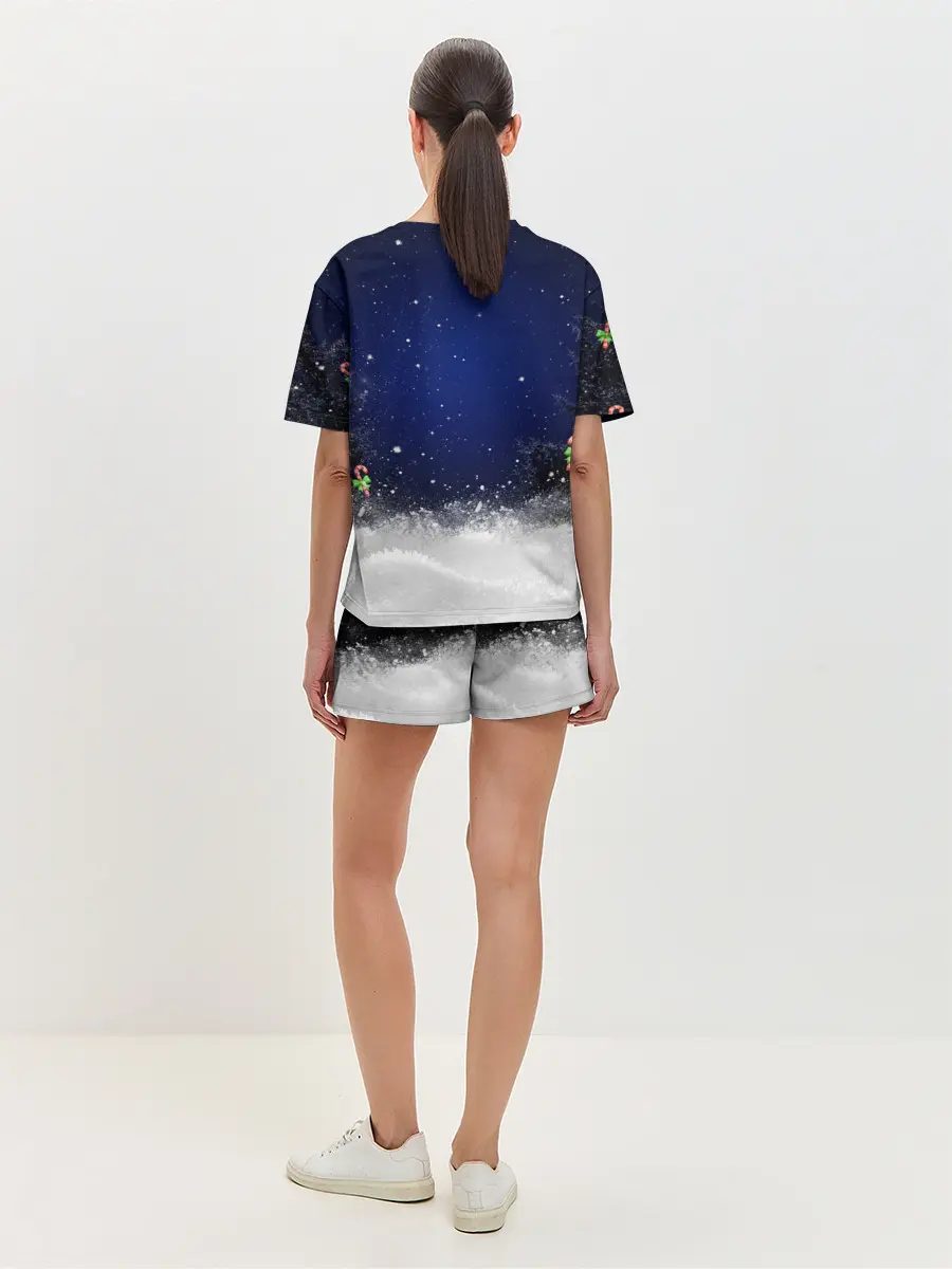 Женская пижама с шортами / Новогодний Кот