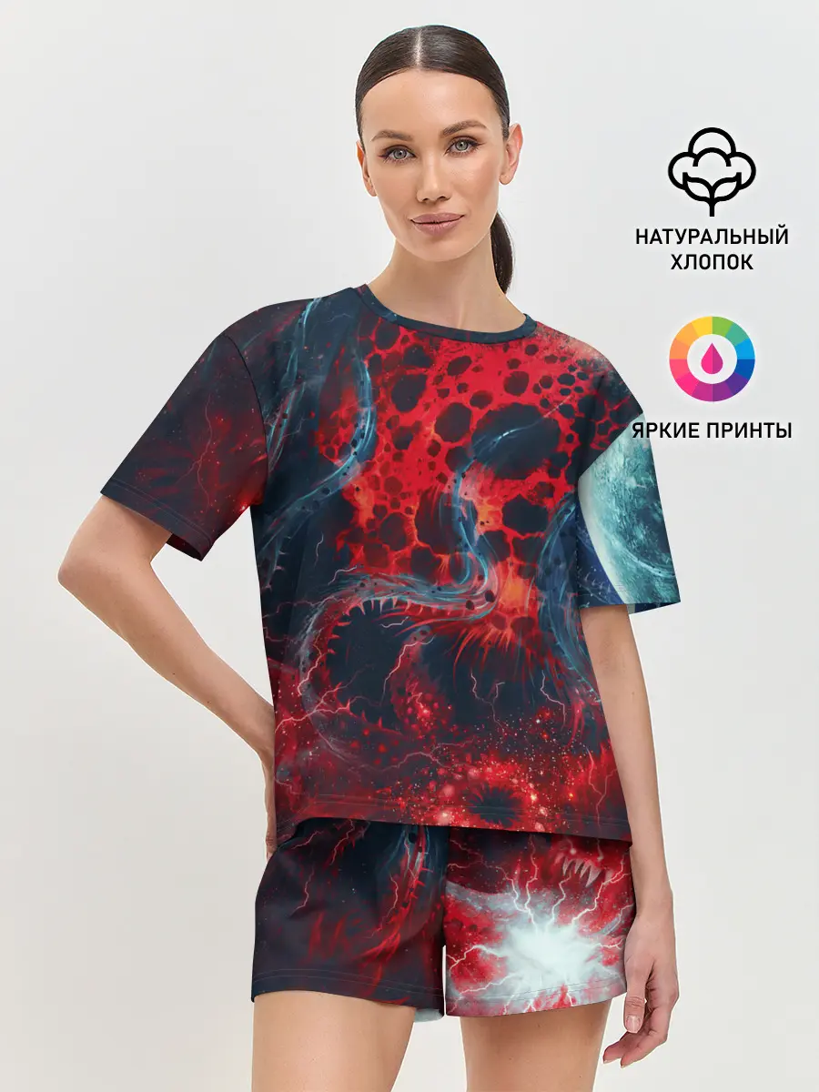 Женская пижама с шортами / Гигантский космический монстр