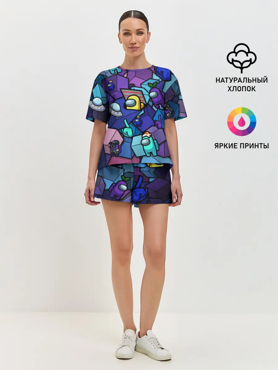Женская пижама с шортами / Among Us кубики