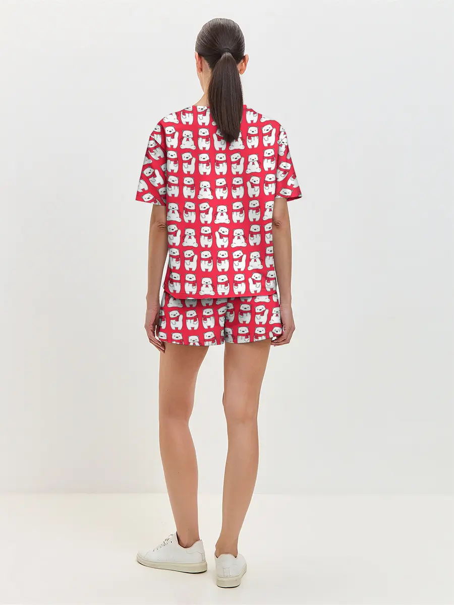 Женская пижама с шортами / Мишки в шарфиках