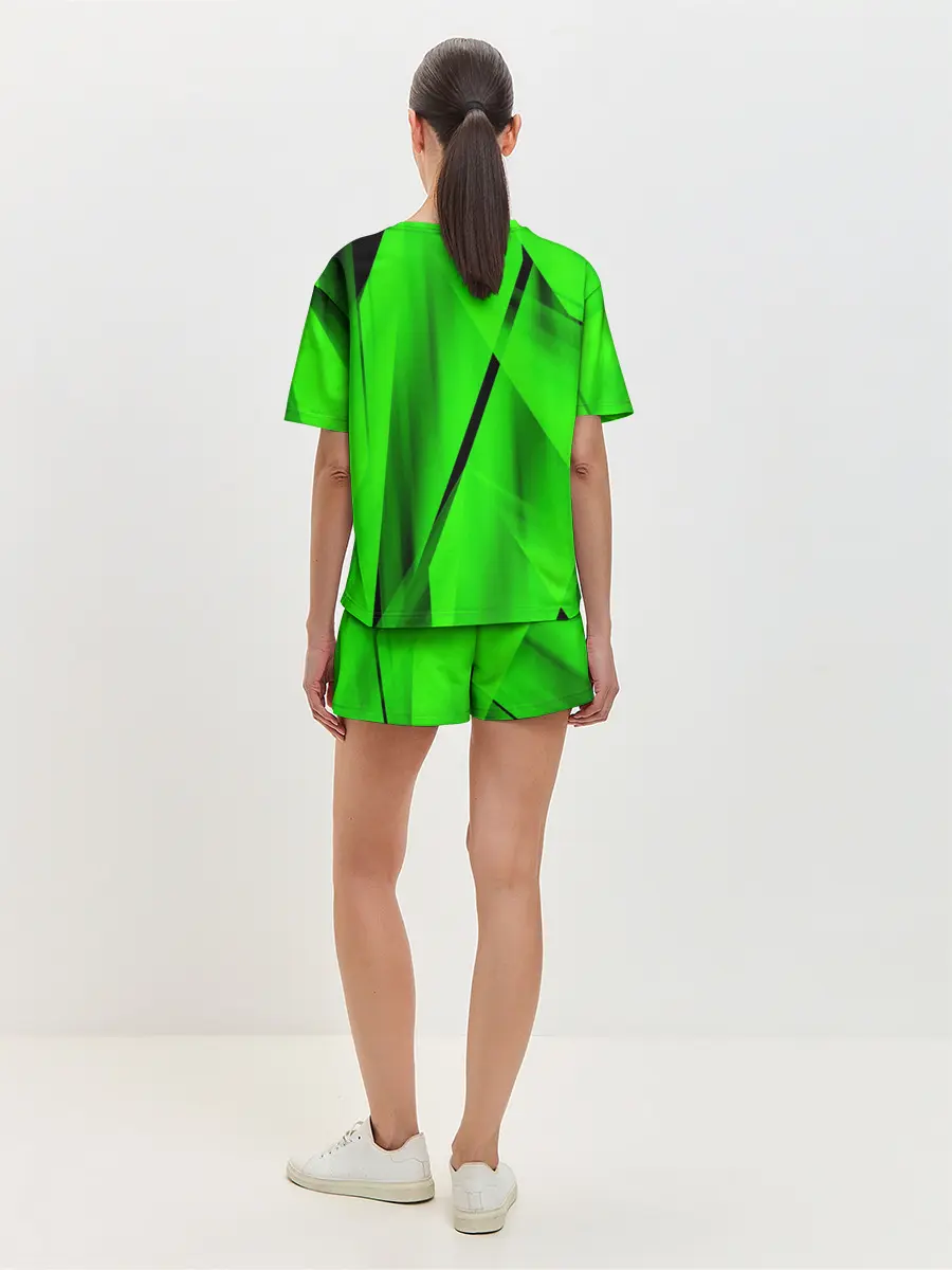 Женская пижама с шортами / Зеленый неон