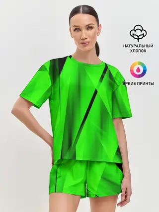 Женская пижама с шортами / Зеленый неон