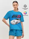 Женская пижама с шортами / Initial D машина на голубом фоне