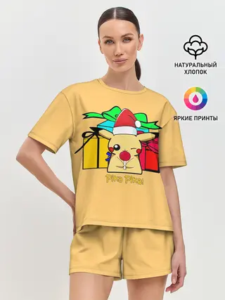 Женская пижама с шортами / New Year Pikachu