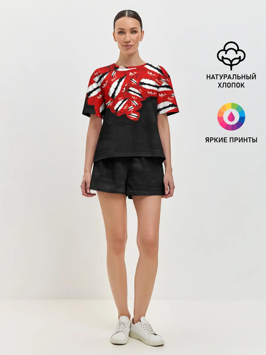 Женская пижама с шортами / Губы