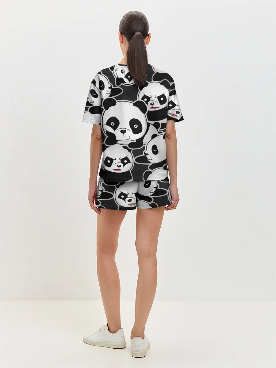 Женская пижама с шортами / Смешные панды