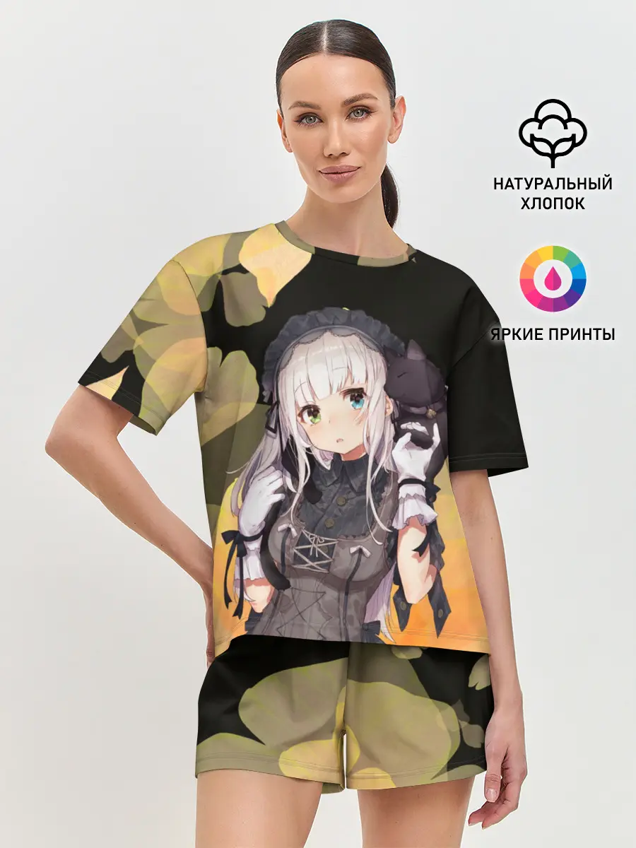 Женская пижама с шортами / Аниме девушка в интересном наряде