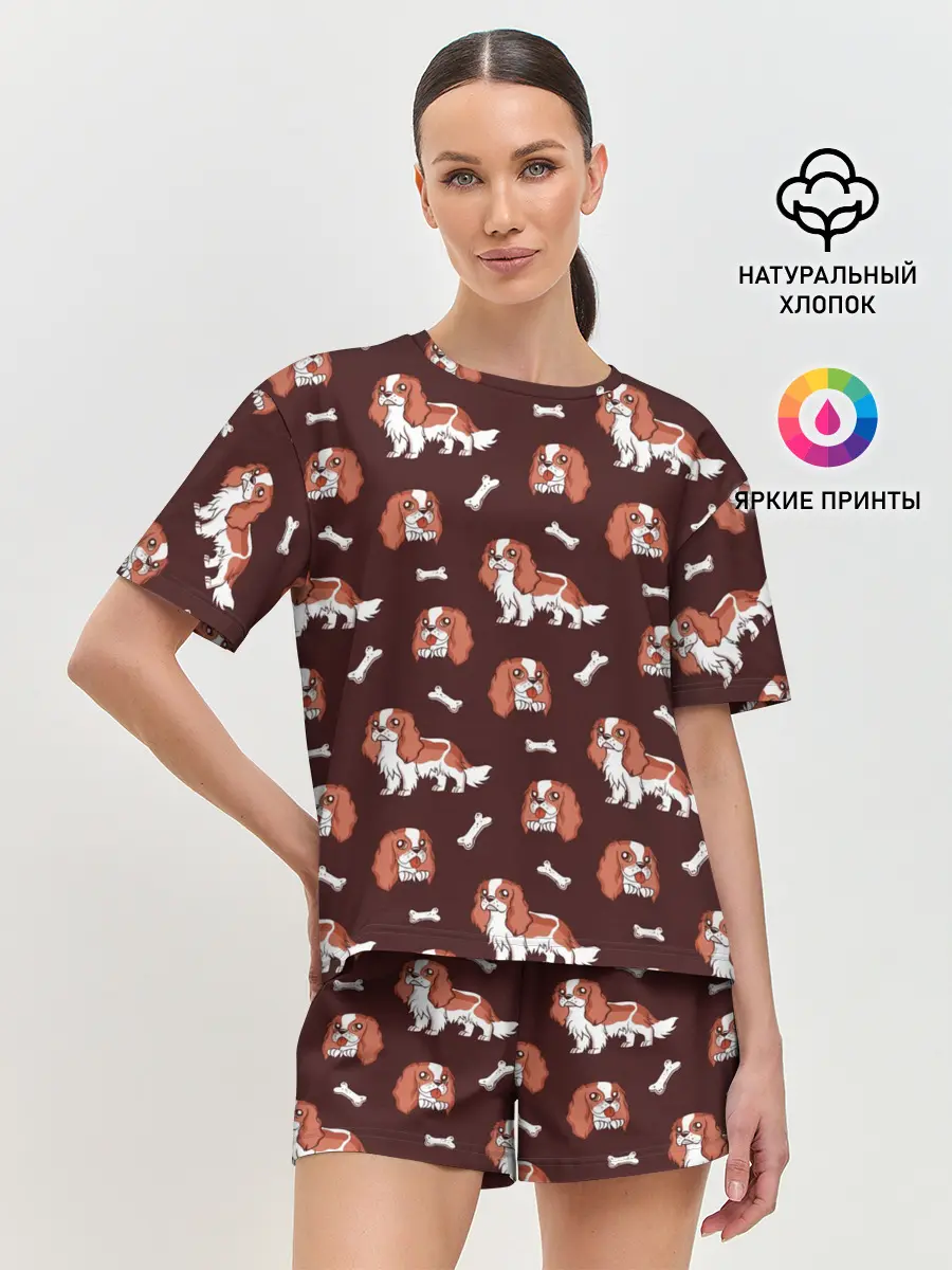 Женская пижама с шортами / Спаниели